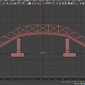 Black Metal Arch Bridge With Red Brick Piers And Truss Structure Design