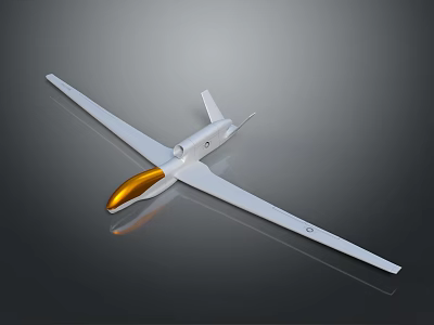 Detailed White Drone with Orange Nose and Long Wings on Gray Background 3d model