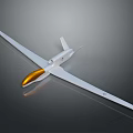 Detailed White Drone with Orange Nose and Long Wings on Gray Background