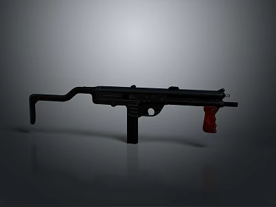 Black Submachine Gun With Red Magazine And Tactical Design 3D Rendered View 3d model