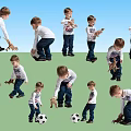 Multiple Kids Playing With Soccer Balls And Toy Animals In Various Poses