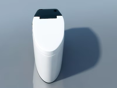 Sleek White Toilet Featuring Flat Opening Door And Black Top Finish 3d model