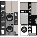 Modern Bathroom Cabinet Rack With Washing Machine Dryer And Storage Shelves