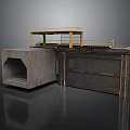 Industrial Equipment Structure With Concrete Block Metal Platform And Garage Door