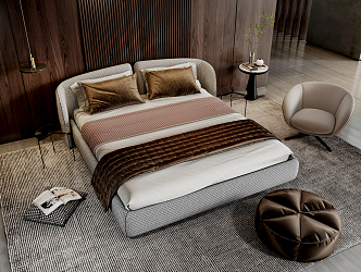 Modern Minotti double bed 3d model