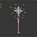 Shiny Silver Enchanted Magical Staff With Snowflake Top And Floating Star Decorations