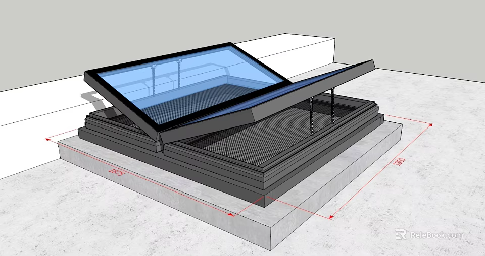 Residential Building Skylight Design With Glass Panel And Metal Frame Structure 3d model