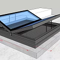 Residential Building Skylight Design With Glass Panel And Metal Frame Structure 3d model