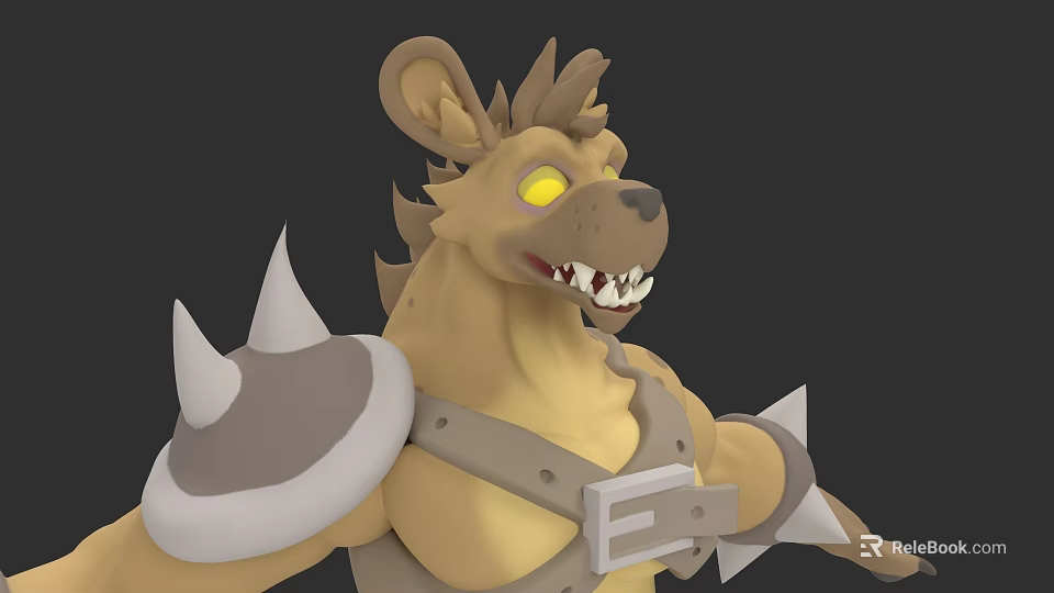 3D Animal Character With Spiked Armor Yellow Eyes And Sharp Teeth 3d model 