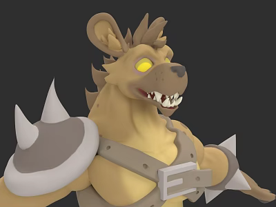 3D Animal Character With Spiked Armor Yellow Eyes And Sharp Teeth 3d model