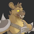 3D Animal Character With Spiked Armor Yellow Eyes And Sharp Teeth