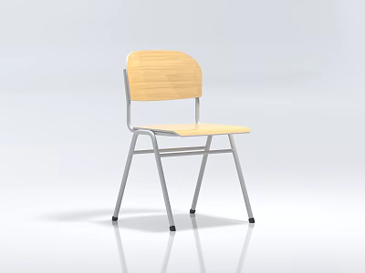Simple Office Chair With Wooden Backrest And Metal Legs For Comfort 3d model