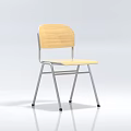 Simple Office Chair With Wooden Backrest And Metal Legs For Comfort