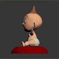 Happy Cartoon Baby With Orange Hair Sitting On Red Platform Open Arms