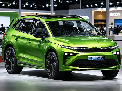 Skoda Green Electric SUV Showcased At Modern Motor Exhibition Hall 3d model