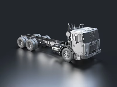 Utility Truck Chassis Design With Multiple Wheels And Cab Structure 3d model