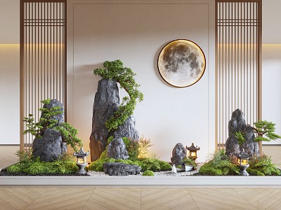 New Chinese Style Indoor Landscape Landscaping Landscape Setches Indoor Landscape Indoor Landscape Bryophytes Plant Pile model