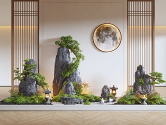 New Chinese Style Indoor Landscape Landscaping Landscape Setches Indoor Landscape Indoor Landscape Bryophytes Plant Pile 3d model