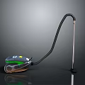 Modern Black And Green Vacuum Cleaner With Long Hose And Roller Base