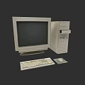 Vintage Desktop Computer Setup With CRT Monitor Tower Keyboard And Mouse