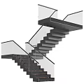 Modern Staircase Interior Design With Marble Steps Glass Railings And Metal Handrail