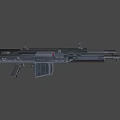 Black Tactical Machine Gun Featuring Long Barrel Box Magazine Ergonomic Grip And Metallic Stock