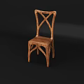 Natural Wooden Armchair With Cross Back Design And Simple Structure