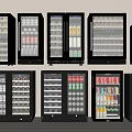 Commercial Display Refrigerators Filled With Various Beverages In Organized Retail Rows