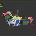 Cartoon Scene With Colorful Blue Green Geometric Shapes And Abstract Patterns