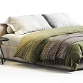 Cozy Bedroom Bed Design With Green Comforter White Pillows And Plaid Blanket