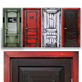 Four Different Colored Doors Featuring Various Designs And Decorative Details For Home Interior