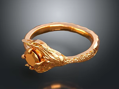 Ornate Gold Dragon Designed Ring With Embellished Gemstone And Intricate Craftsmanship 3d model