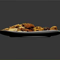 Assorted Grilled Meats And Chicken Skewers Served On White Plate With Sides