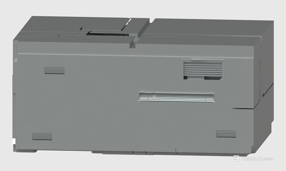 Mechanical Industrial Equipment Side View With Rectangular Panels And Vents 3d model