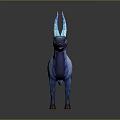 Mythical Fantasy Game Movie Character With Shiny Blue Antlers White Blue Fur