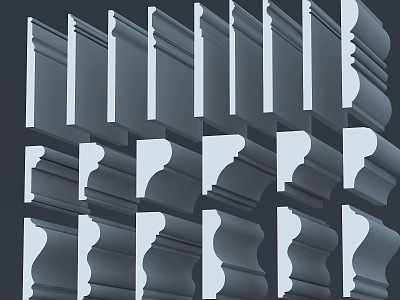 Decorative Gypsum Moldings in Various Styles for Interior Architectural Design 3d model