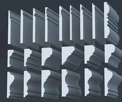 Decorative Gypsum Moldings in Various Styles for Interior Architectural Design 3d model