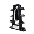 Stylish Clothing Store Display Rack With Hanging Clothes Folded Items Shoes And Hat