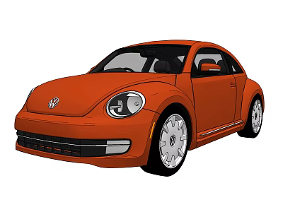 Orange Volkswagen Beetle Classic Car Exterior Design With Sleek Modern Body 3d model
