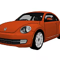 Orange Volkswagen Beetle Classic Car Exterior Design With Sleek Modern Body