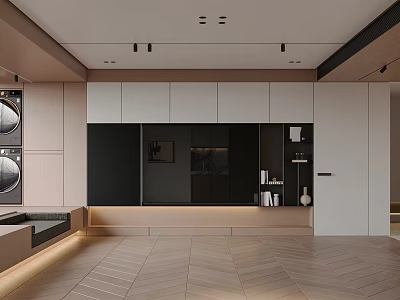 Sleek Modern TV Console Wall Unit With Storage Drawers And Floating Shelves 3d model