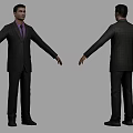 A Man Wearing Checkered Suit With Front And Back Views Standing Pose 3d model