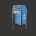 Blue Vintage Mailbox With Rusty Metal Body And Classic Standing Design
