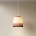 Modern Pendant Light With Gradient Off White To Brown Lampshade Hanging On Light Colored Wall