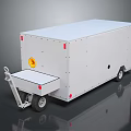 White Enclosed Utility Trailer With Yellow Warning Light Hitch And Wheels 3d model