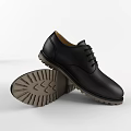 Black Leather Lace Up Shoes With Brown Textured Sole And Classic Design