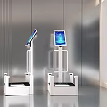 Modern Space With Standing Smart Machines Featuring Digital Screens and Sleek Design 3d model