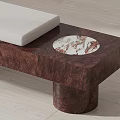 Modern Public Chair With Marble Surface And Wooden Structure Design Details