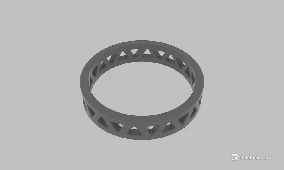 Grey Decorative Ring With Triangular Cutouts And Geometric Hollow Design 3d model 