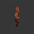 Anthropomorphic Deer Character With Antlers Red Hair Green Top And Spotted Legs Standing